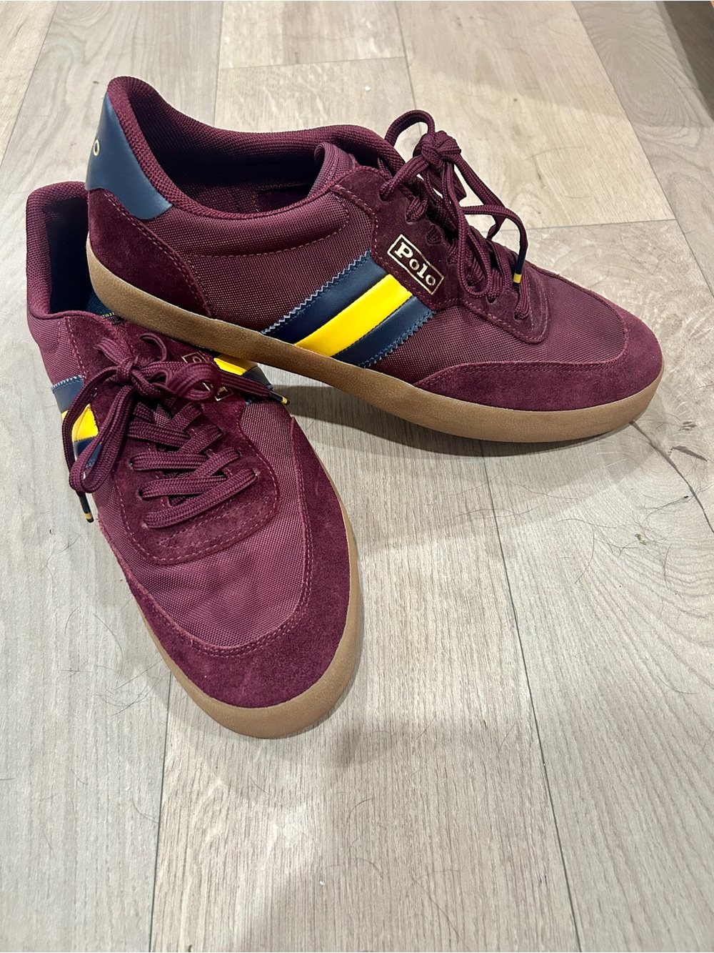 Polo by Ralph Lauren Men's Maroon and Yellow Low-Top Sneaker - Picture 3 of 5